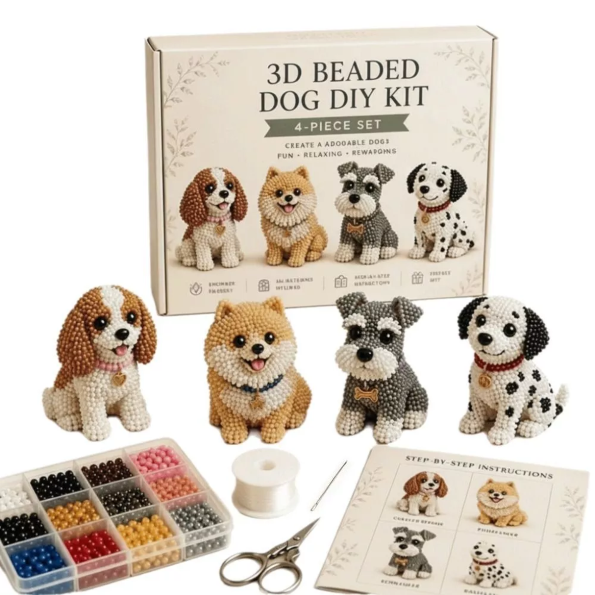 DIY Beaded Animal Kit, 3D Mini Pet Bead Keychain Making Kit, Handmade Bead Art Craft Kit, Cute Animal Jewelry & Creative DIY Craft