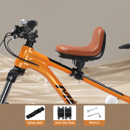 Front Mounted Child Bike Seat with Safety Guard & Footrests – Adjustable Kids Bicycle Seat