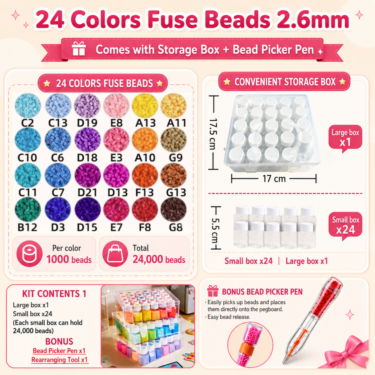 2.6mm DIY Perler Beads – Complete Set with Iron, Pegboards, Ironing Paper & Creative Craft Toys