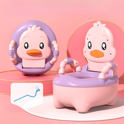 Cute Duck Toddler Potty Training Chair – Portable Baby Potty with Handles, Soft Seat, Splash Guard & Non-Slip Base