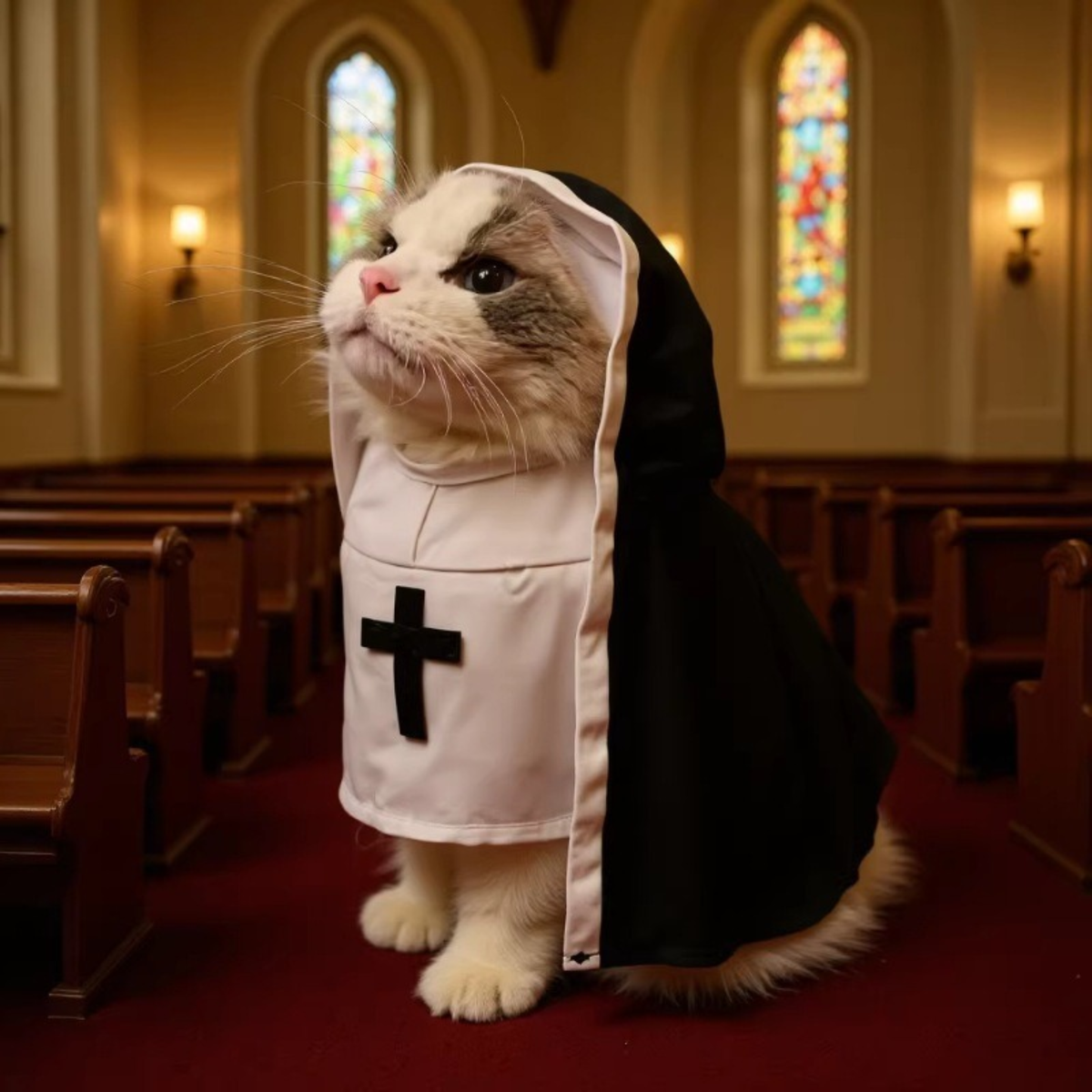 Pet Clothes Halloween Funny and Quirky Dog Transformation Costumes Halloween Nun Costumes Custom Pet Apparel
