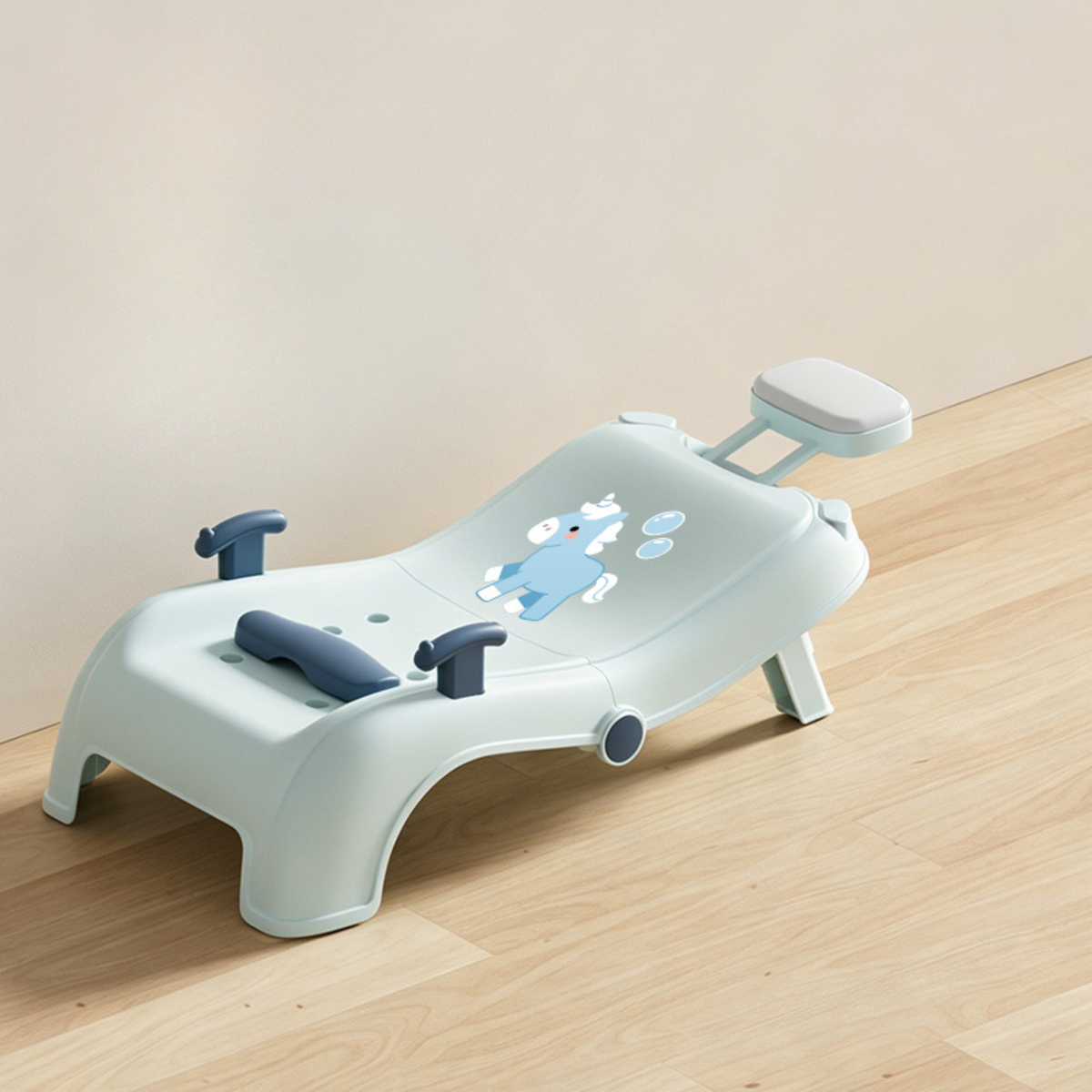 Foldable Baby Bath Seat with Adjustable Headrest – Ergonomic Reclining Toddler Bath Support with 5-Level Hip Support