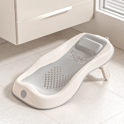 Foldable Baby Bath Support Seat with Digital Thermometer – 3-Level Adjustable Newborn Bath Lounger