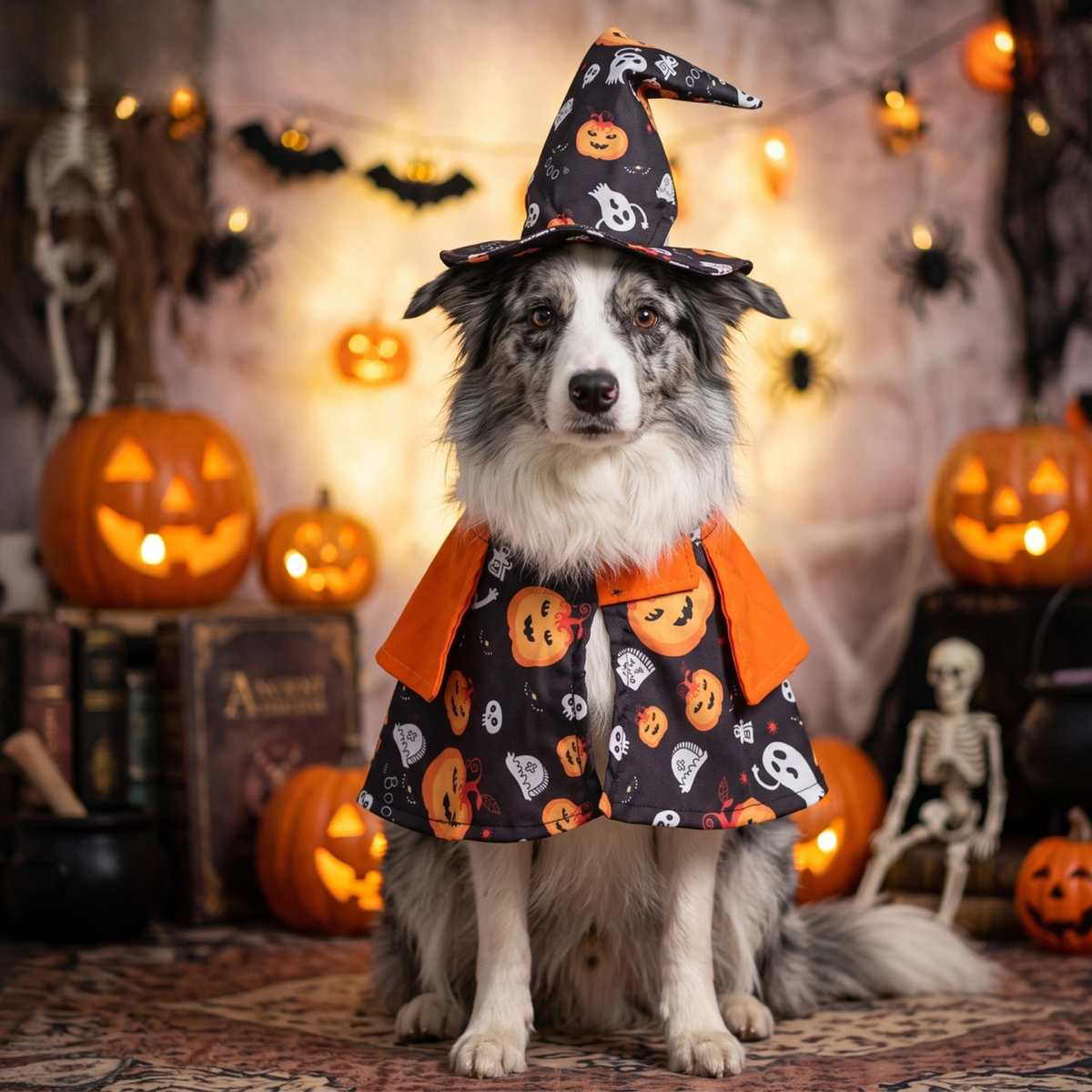 Halloween Pet Costumes Cat Pumpkin Cape Wizard Hat Set Dog Pet Supplies