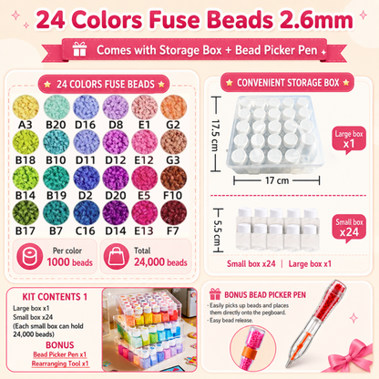 2.6mm DIY Perler Beads – Complete Set with Iron, Pegboards, Ironing Paper & Creative Craft Toys