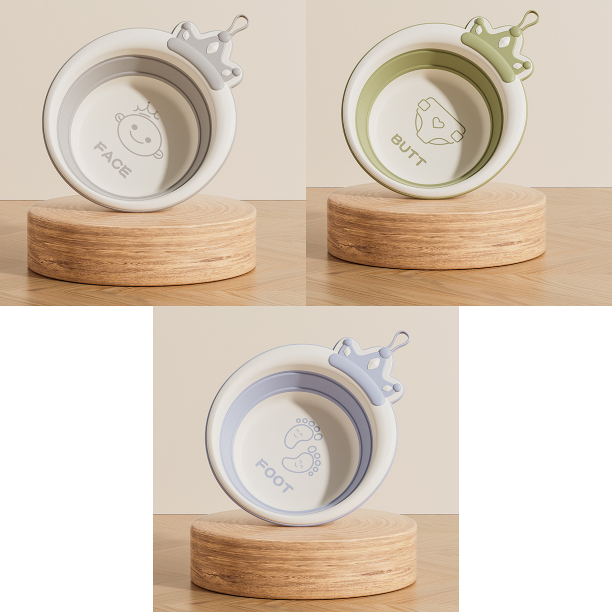 3-Piece Baby Foldable Wash Basin Set – Face, Foot & Bottom Care