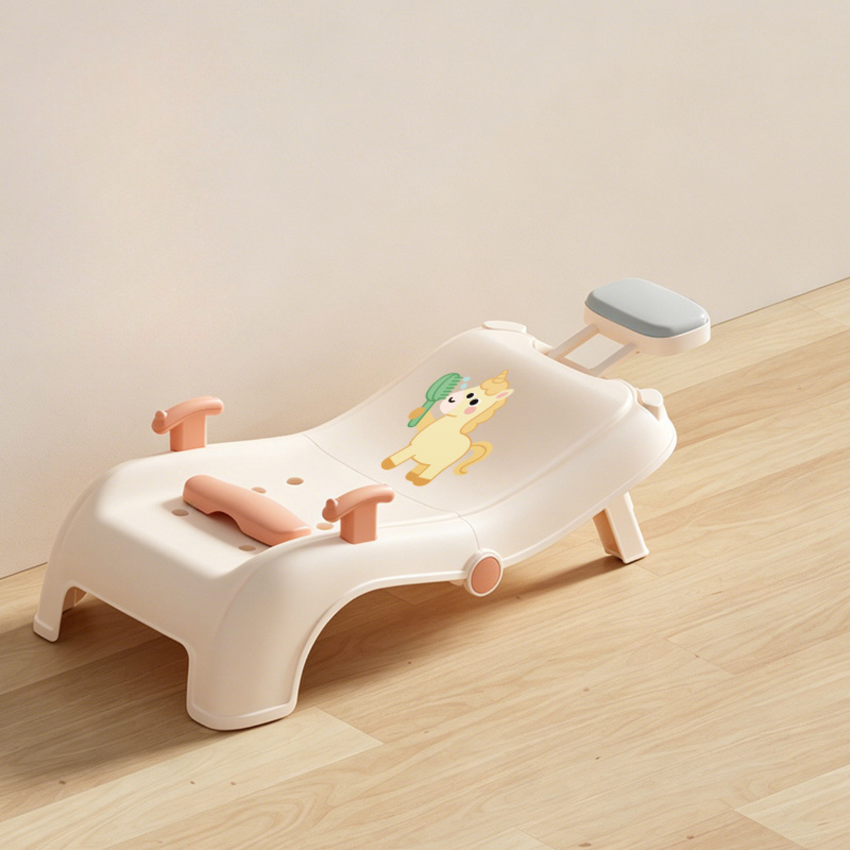 Foldable Baby Bath Seat with Adjustable Headrest – Ergonomic Reclining Toddler Bath Support with 5-Level Hip Support