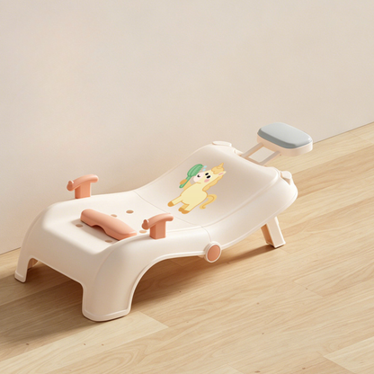 Foldable Baby Bath Seat with Adjustable Headrest – Ergonomic Reclining Toddler Bath Support with 5-Level Hip Support