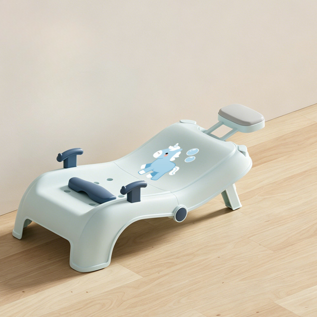 Foldable Baby Bath Seat with Adjustable Headrest – Ergonomic Reclining Toddler Bath Support with 5-Level Hip Support
