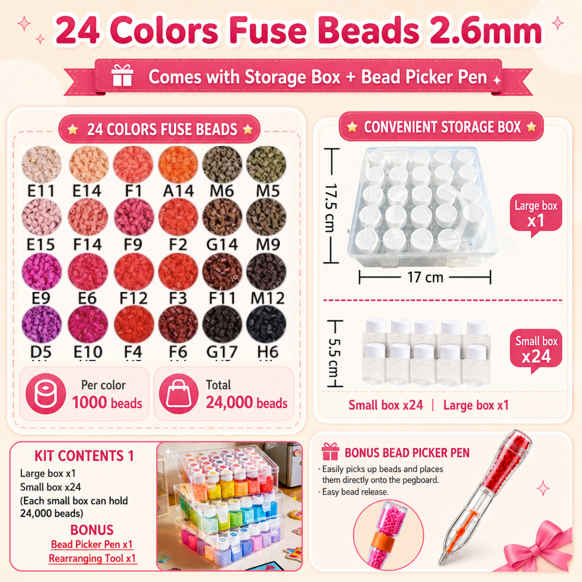 2.6mm DIY Perler Beads – Complete Set with Iron, Pegboards, Ironing Paper & Creative Craft Toys