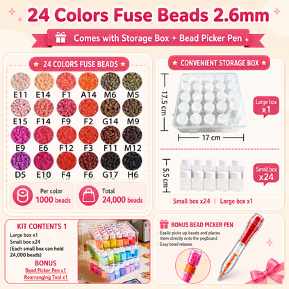 2.6mm DIY Perler Beads – Complete Set with Iron, Pegboards, Ironing Paper & Creative Craft Toys