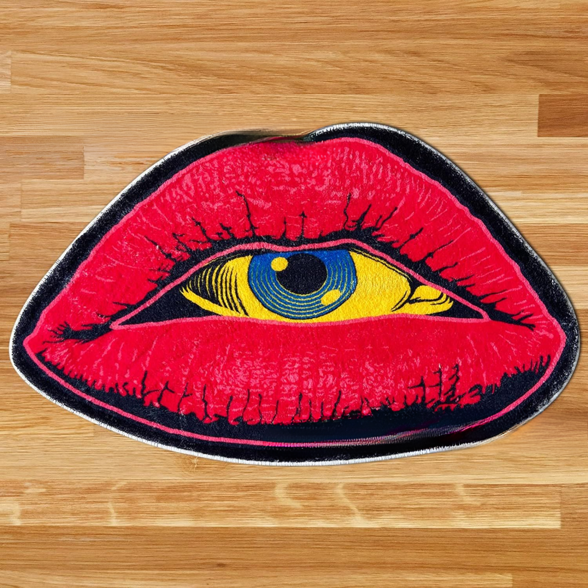 Halloween Cashmere Bathroom Door Mat Valentine's Day Non-Slip Foot Mat, Funny Lips Halloween Gift Home Decor