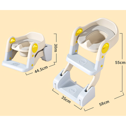 2-in-1 Toddler Potty Training Seat with Step Stool – Foldable Toilet Ladder with Handles & Non-Slip Steps