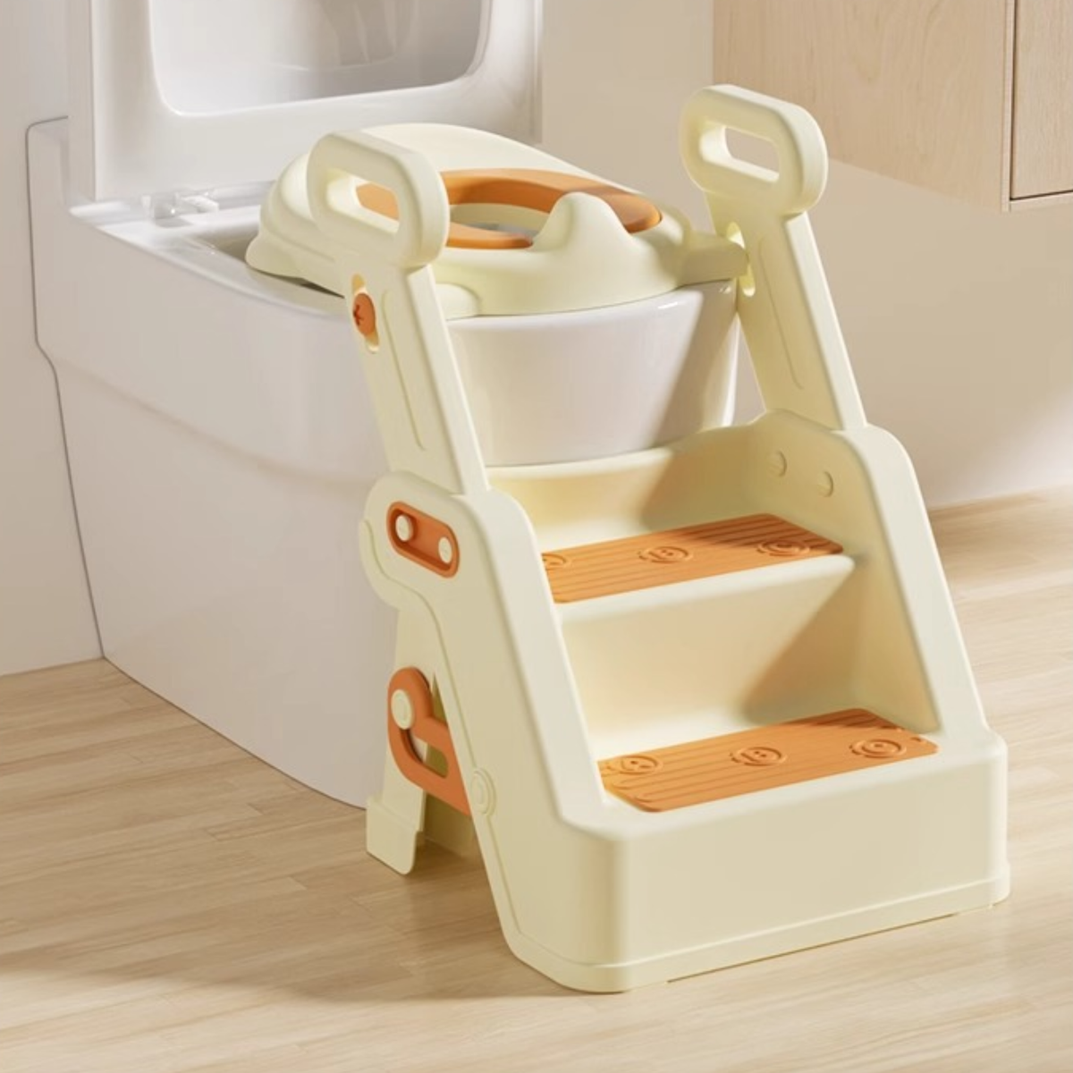 Toddler Potty Training Seat with Ladder – 2 Step Toilet Trainer with Handles, Non-Slip Steps & Cushioned Seat for Kids