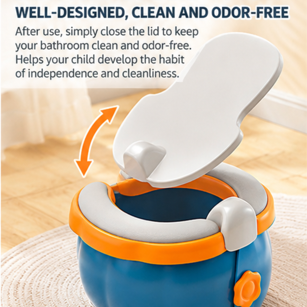3-in-1 Kids Potty Training Seat – Portable Toddler Toilet with Back Support, Soft Cushion & Detachable Lid