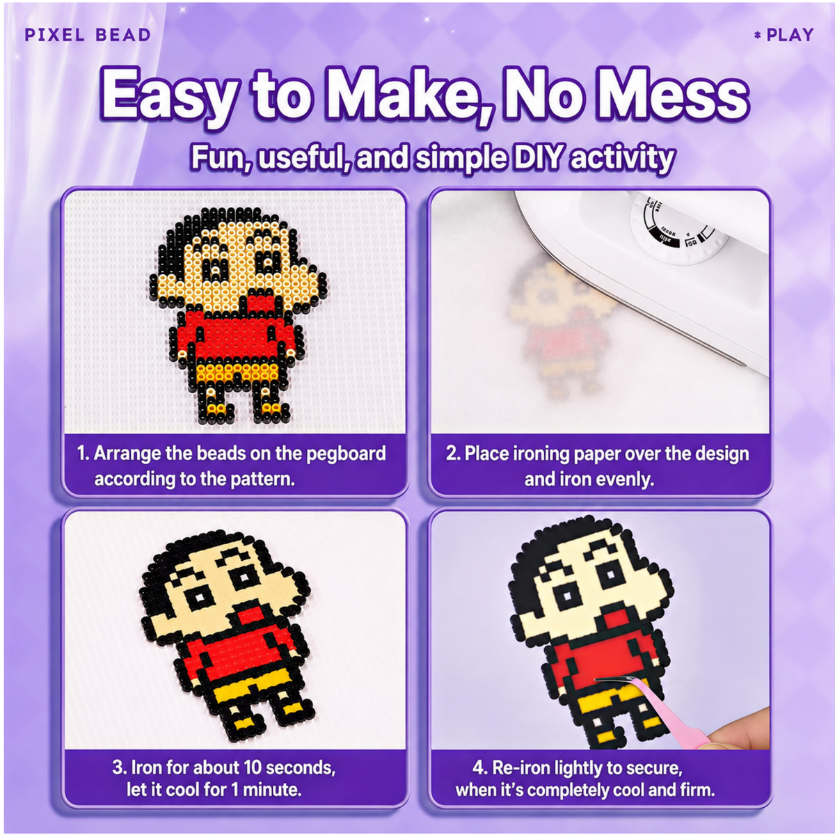 2.6mm DIY Perler Beads – Complete Set with Iron, Pegboards, Ironing Paper & Creative Craft Toys