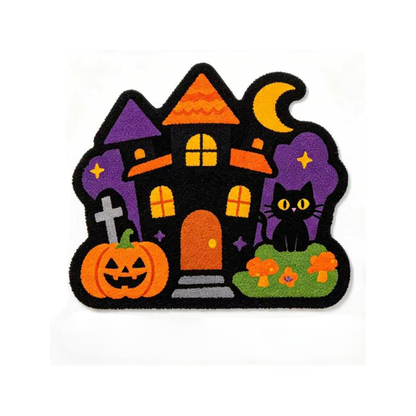 Halloween Alien-Shaped Faux Cashmere Floor Mat, Soft and Skin-Friendly, Decorative Foot Mat for Living Room and Bedroom