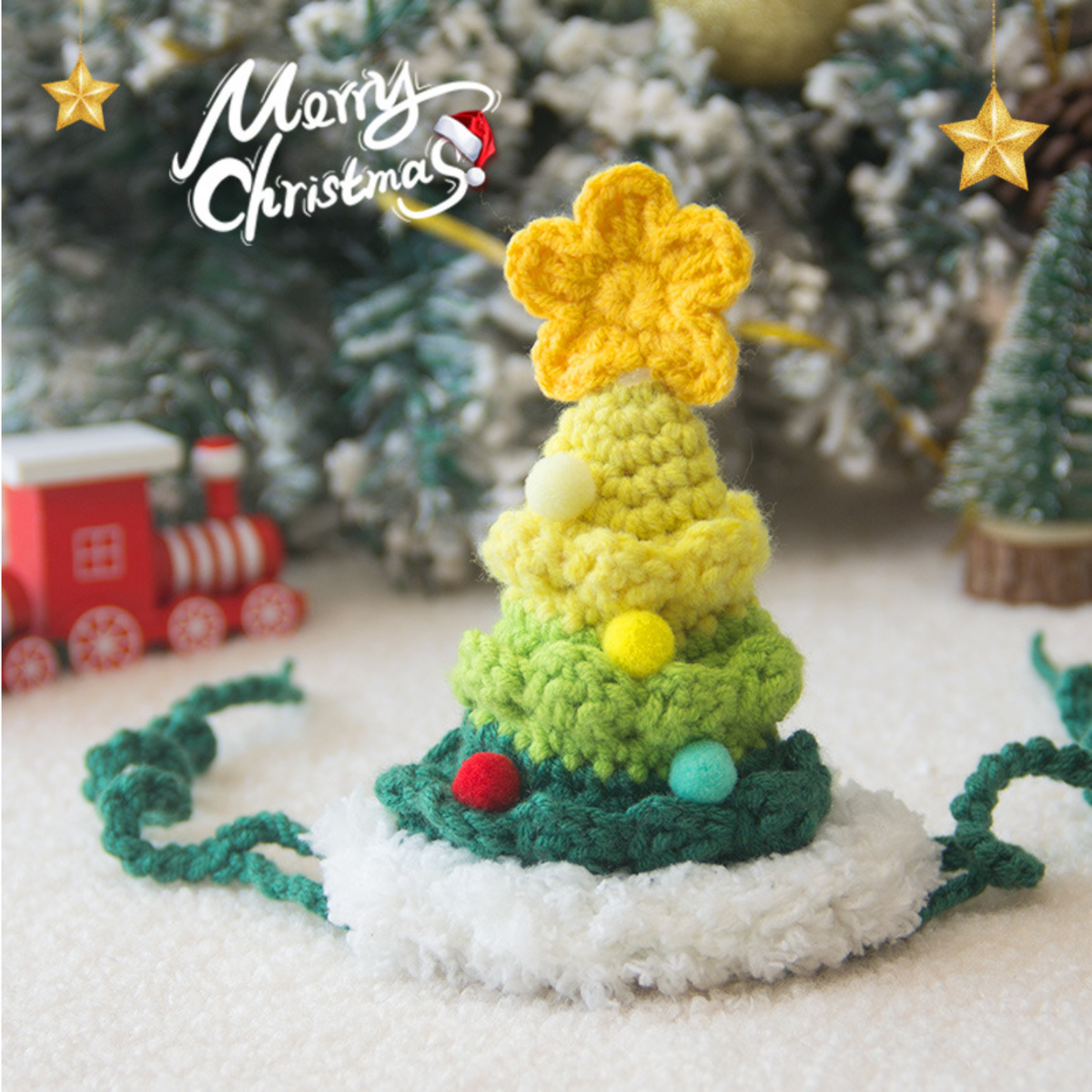 Christmas Pet Scarf Ornament for Cats and Dogs, Knitted Scarf Collar with Reindeer, Santa Claus, and Snowman Designs