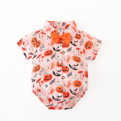 Halloween and Christmas Baby Romper Triangle Bodysuit Short-Sleeved Romper Gentleman Bow Tie
