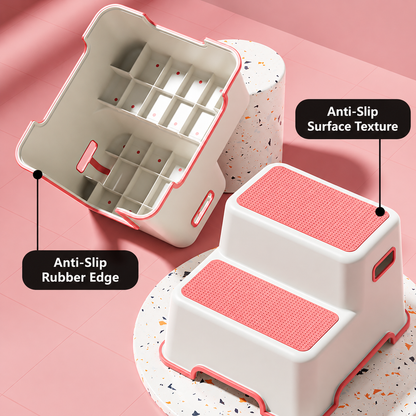 2-Step Toddler Step Stool – Anti-Slip Kids Bathroom & Potty Training Stool
