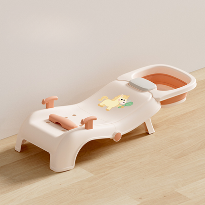 Foldable Baby Bath Seat with Adjustable Headrest – Ergonomic Reclining Toddler Bath Support with 5-Level Hip Support