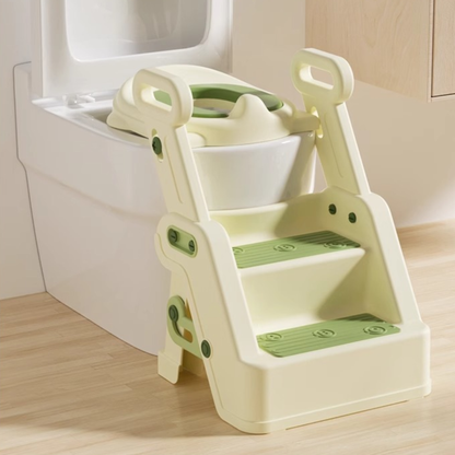 Toddler Potty Training Seat with Ladder – 2 Step Toilet Trainer with Handles, Non-Slip Steps & Cushioned Seat for Kids