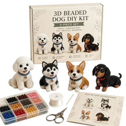 DIY Beaded Animal Kit, 3D Mini Pet Bead Keychain Making Kit, Handmade Bead Art Craft Kit, Cute Animal Jewelry & Creative DIY Craft