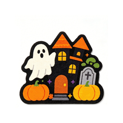 Halloween Alien-Shaped Faux Cashmere Floor Mat, Soft and Skin-Friendly, Decorative Foot Mat for Living Room and Bedroom