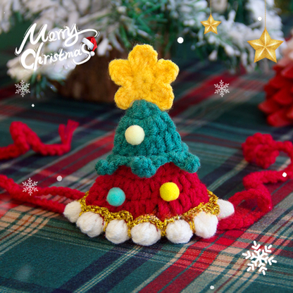 Christmas Pet Scarf Ornament for Cats and Dogs, Knitted Scarf Collar with Reindeer, Santa Claus, and Snowman Designs