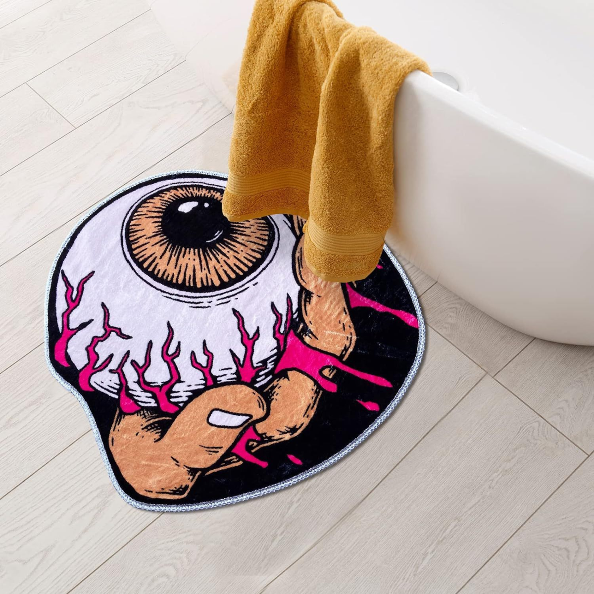 Halloween Cashmere Bathroom Door Mat Valentine's Day Non-Slip Foot Mat, Funny Lips Halloween Gift Home Decor