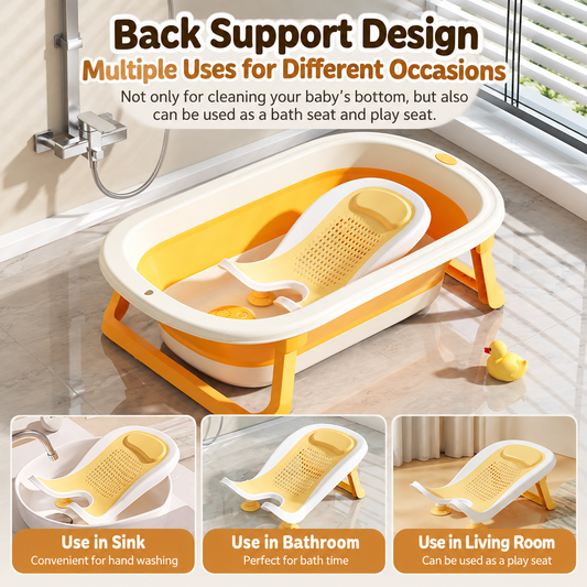 Ergonomic Baby Bath Seat with Back Support – Non-Slip Infant Bath Support for Sink & Bathtub