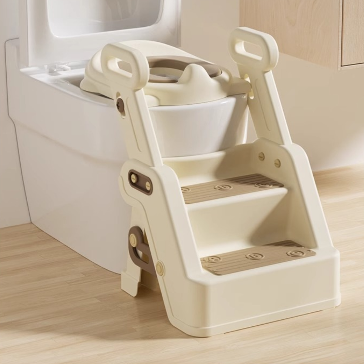Toddler Potty Training Seat with Ladder – 2 Step Toilet Trainer with Handles, Non-Slip Steps & Cushioned Seat for Kids