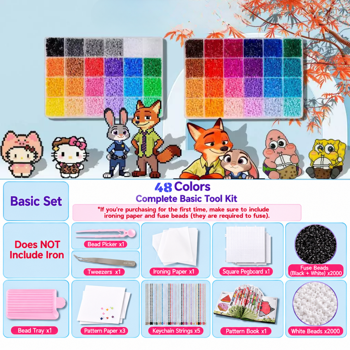 2.6mm DIY Perler Beads – Complete Set with Iron, Pegboards, Ironing Paper & Creative Craft Toys