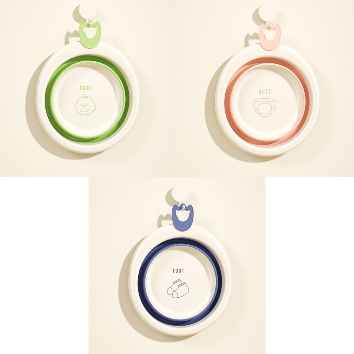 3-Piece Baby Foldable Wash Basin Set – Face, Foot & Bottom Care