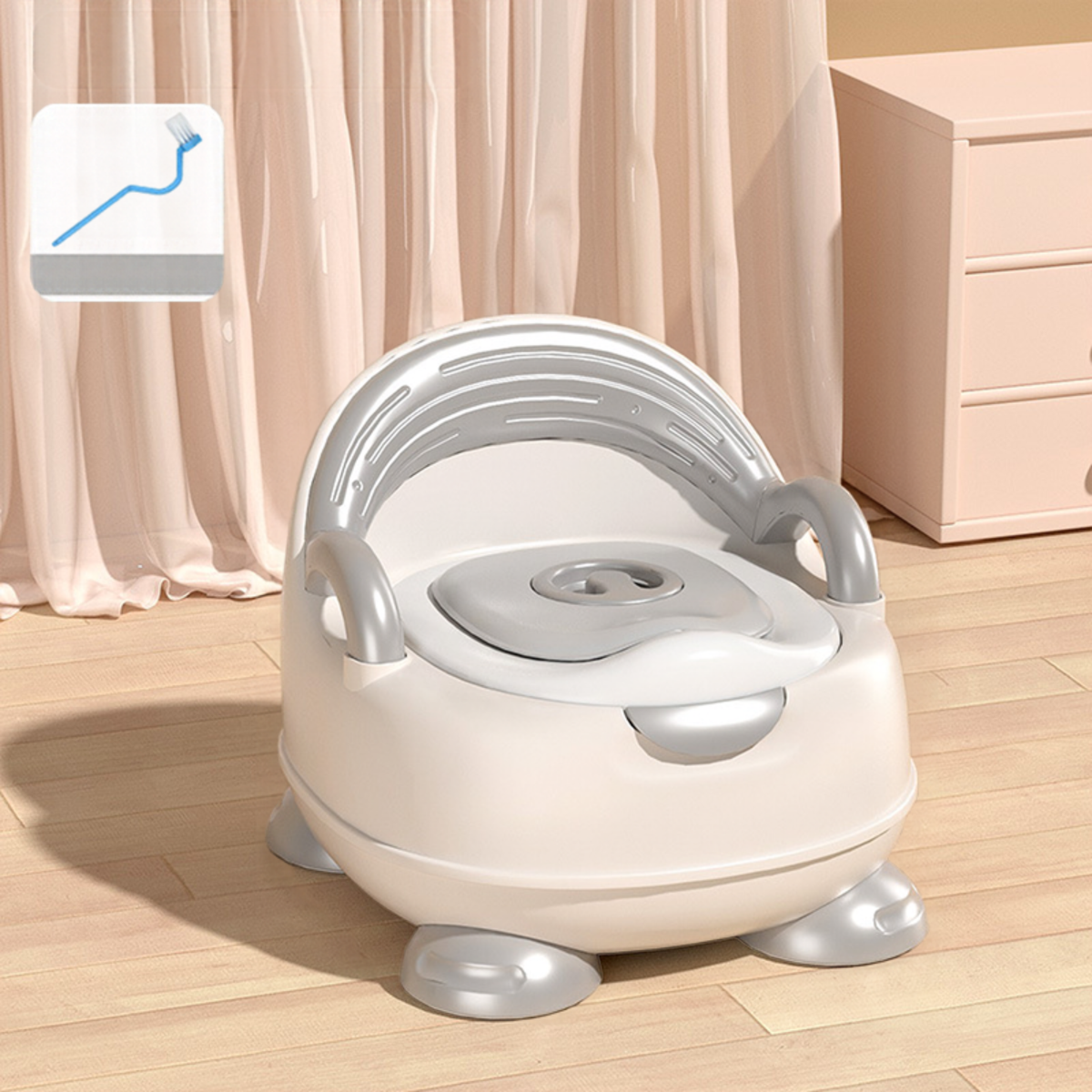 Toddler Potty Training Chair with Backrest & Handles – Portable Kids Toilet with Splash Guard, Removable Bowl & Anti-Slip Base