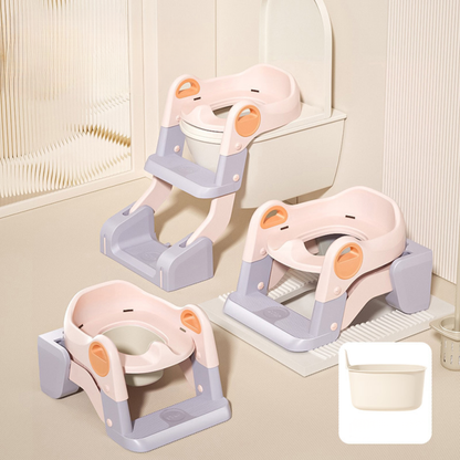 2-in-1 Toddler Potty Training Seat with Step Stool – Foldable Toilet Ladder with Handles & Non-Slip Steps