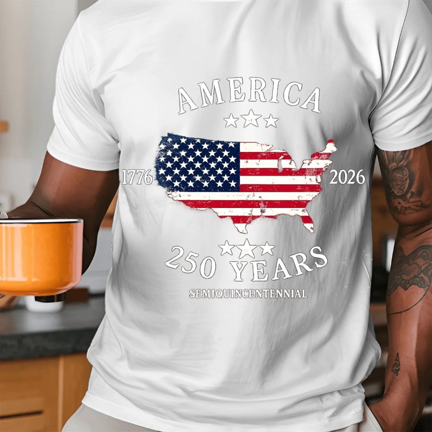 Vintage USA Map Flag 1776-2026 Patriotic Tee - TSP250A012