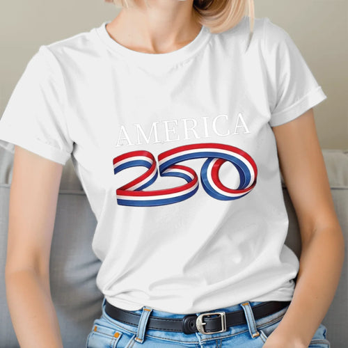 America 250 Ribbon Patriotic T-Shirt - TSP250A015