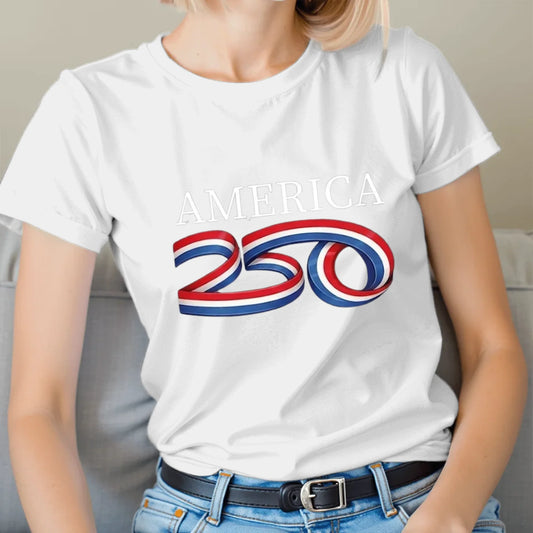 America 250 Ribbon Patriotic T-Shirt - TSP250A015