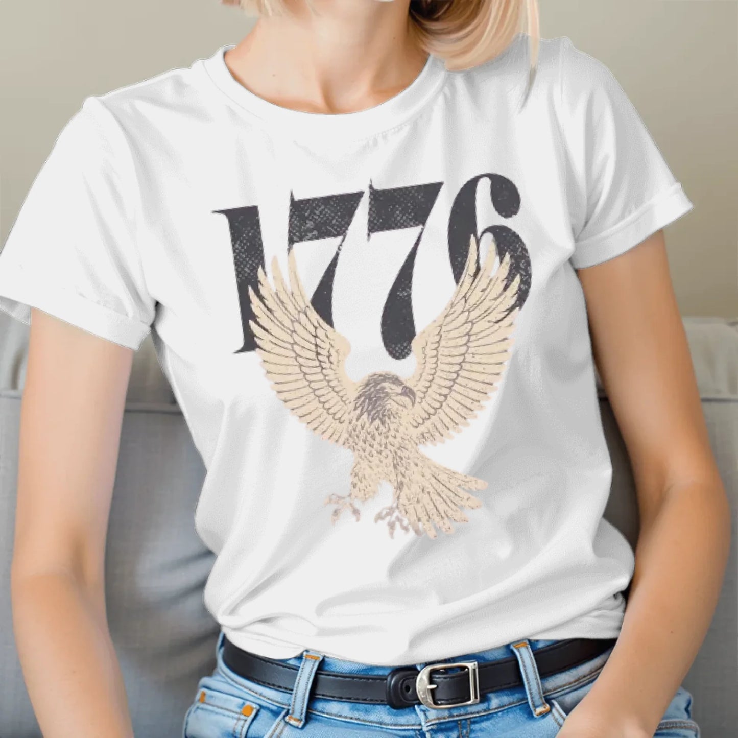 Vintage 1776 USA Bald Eagle Patriotic T-Shirt -TSP250A019