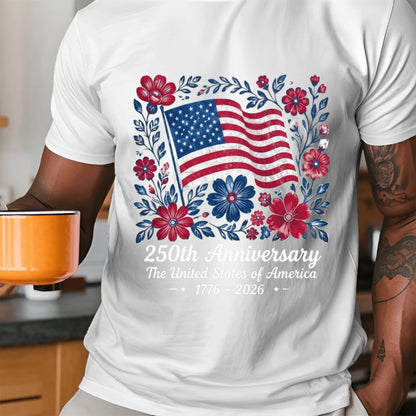 USA 250th Anniversary Floral Flag T-Shirt - TSP250A018