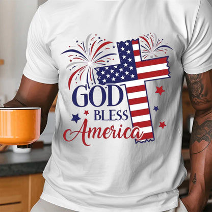 God Bless America Christian Cross T-Shirt - TSP250A025
