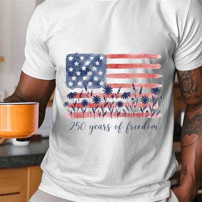 Watercolor USA Flag Wildflower T-Shirt - TSP250A026