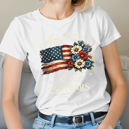 America 250 Years Daisy Flag Vintage T-Shirt -TSP250A027