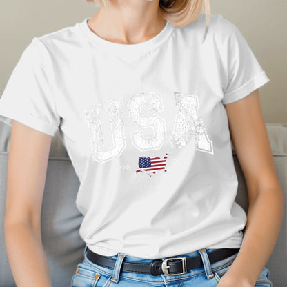 Vintage USA Varsity Block Letter Patriotic T-Shirt - TSP250A028