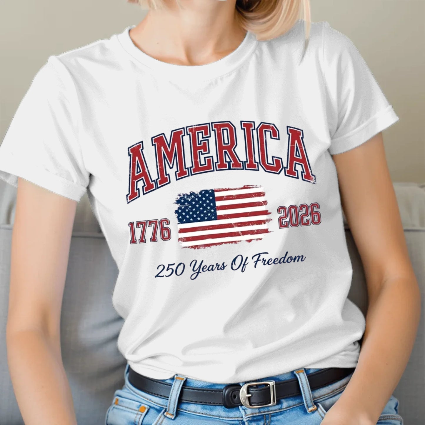 Vintage America Varsity Flag Patriotic T-Shirt -TSP250A029