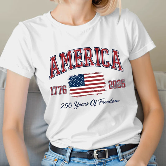 Vintage America Varsity Flag Patriotic T-Shirt -TSP250A029