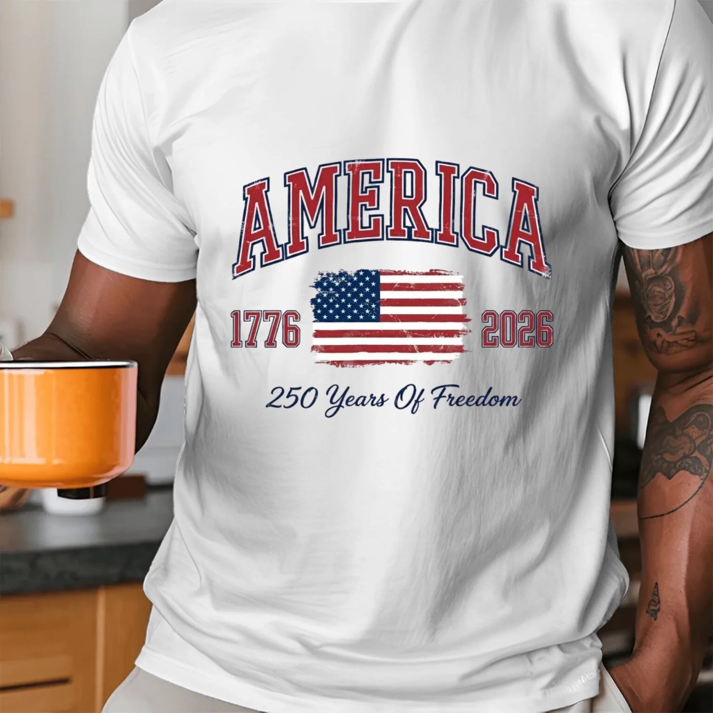 Vintage America Varsity Flag Patriotic T-Shirt -TSP250A029