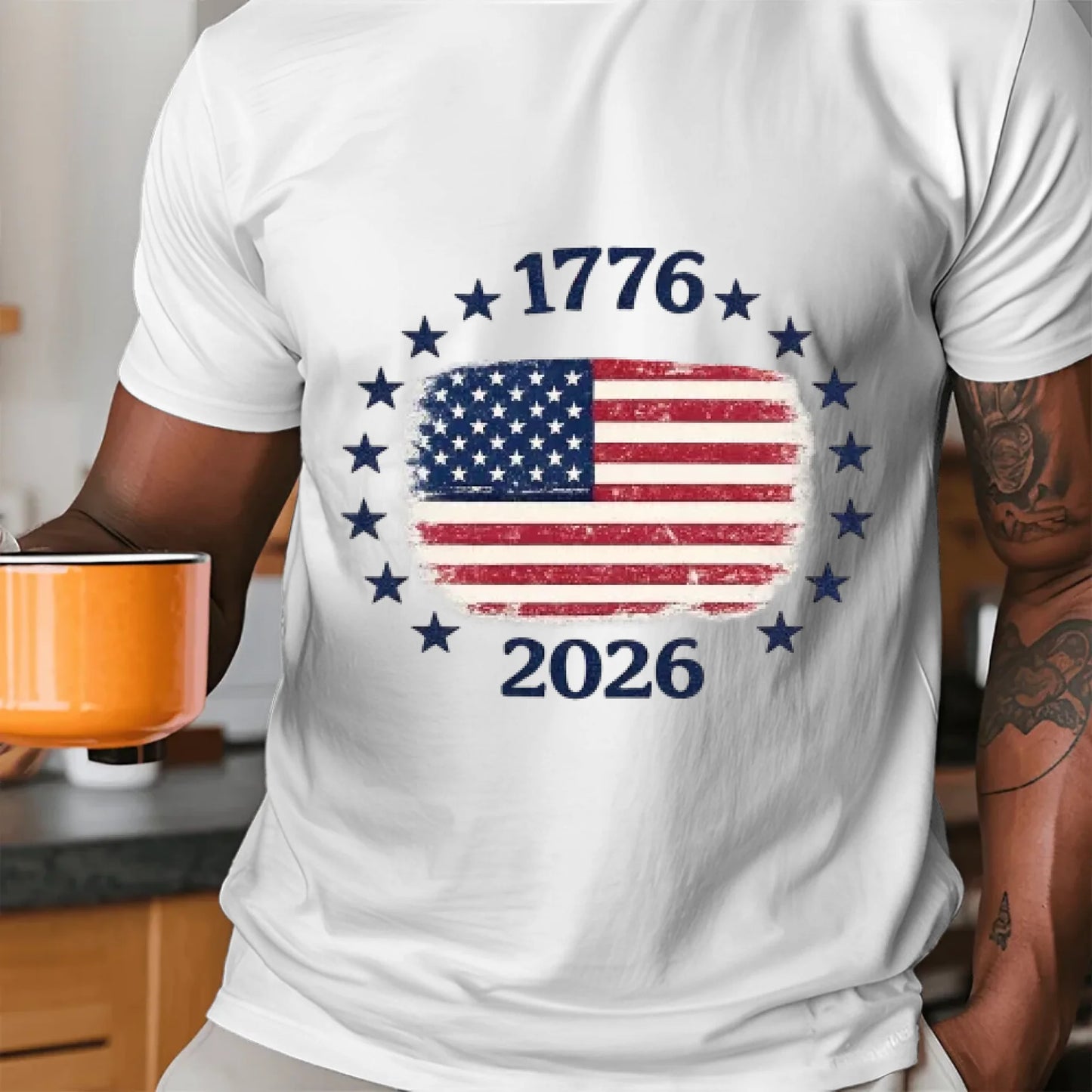 Vintage America 1776-2026 Flag Stars T-Shirt - TSP250A032