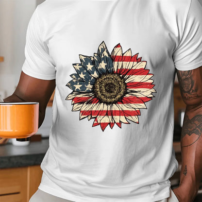 Patriotic USA Flag Sunflower Vintage T-Shirt - TSP250A034